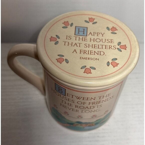 Hallmark Mug Mates Ceramic with Lid Emerson Friendship Quotes 1985 Home Japan - Picture 2 of 10